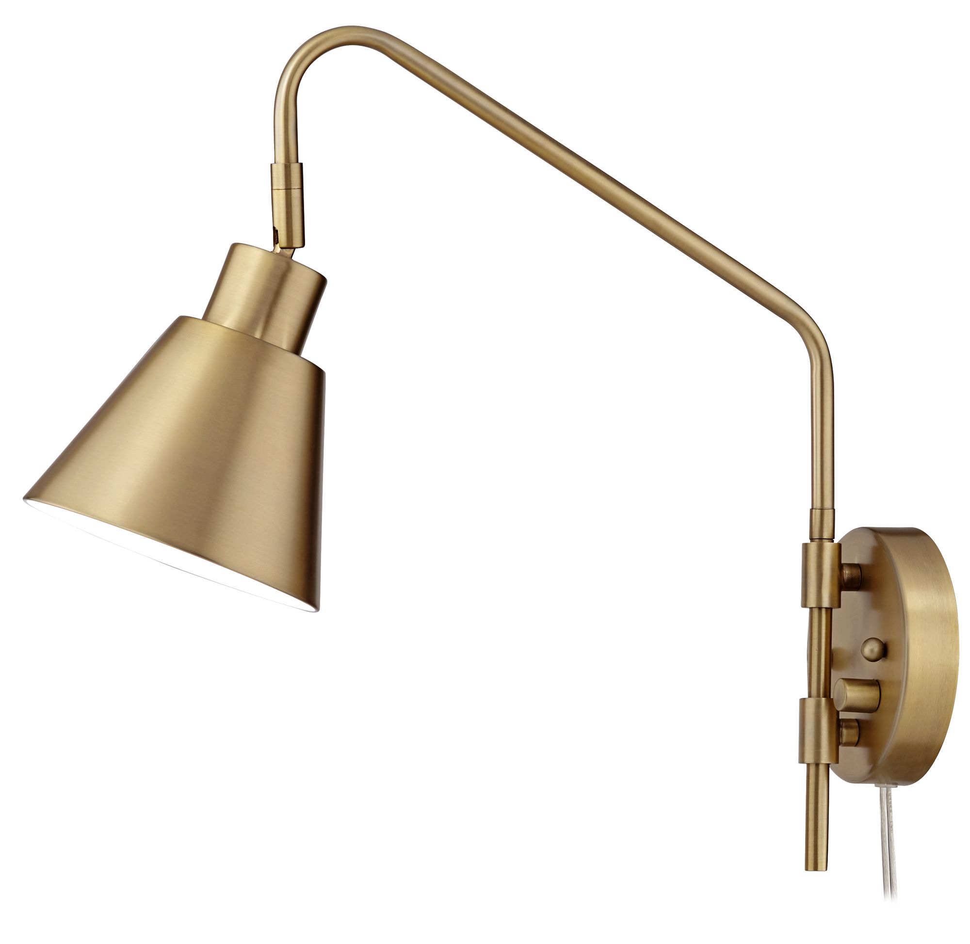 360 Lighting Marybel Antique Brass Plug-In Swing Arm Wall Lamps Set of 2