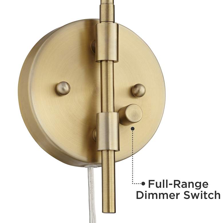 Image 4 360 Lighting Marybel Brass Plug-In Swing Arm Wall Lamp with Cord Cover more views
