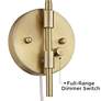 360 Lighting Marybel Brass Plug-In Swing Arm Wall Lamp with Cord Cover
