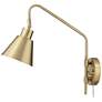 360 Lighting Marybel Brass Plug-In Swing Arm Wall Lamp with Cord Cover