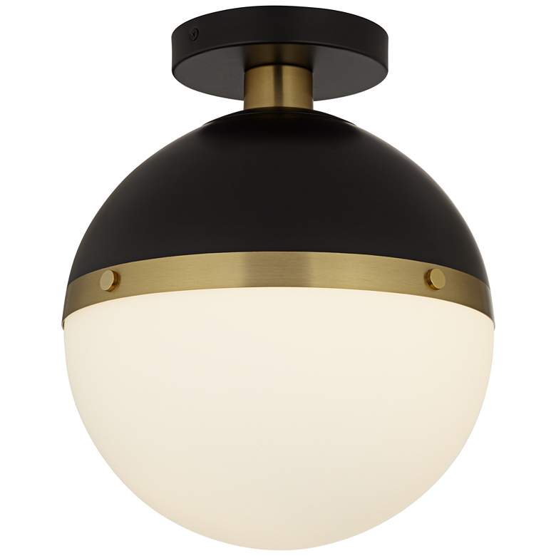 Image 2 360 Lighting McGraw 10 1/4" Antique Brass White Globe Ceiling Light