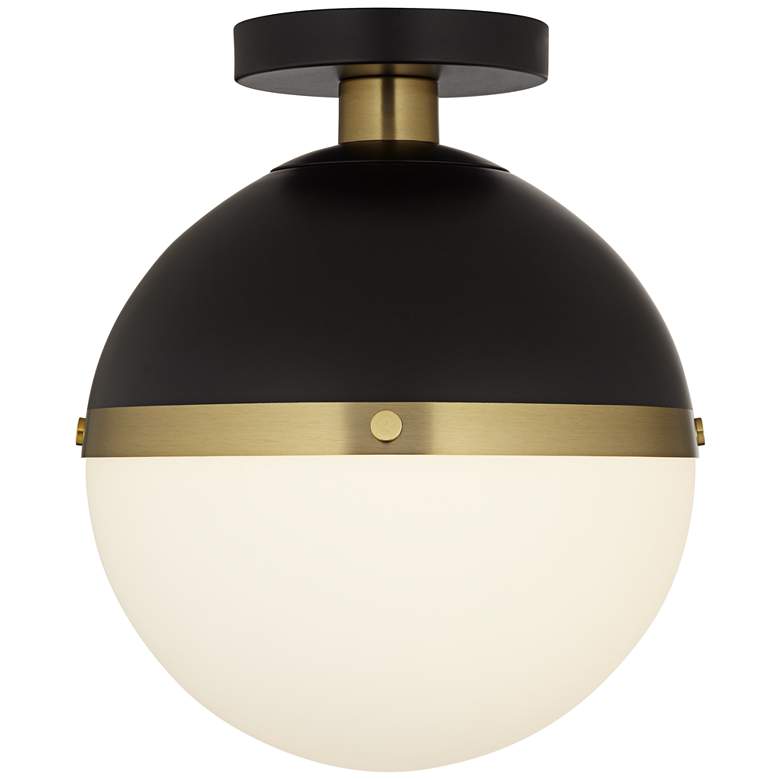 Image 6 360 Lighting McGraw 10 1/4" Antique Brass White Globe Ceiling Light more views