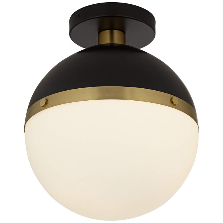 Image 7 360 Lighting McGraw 10 1/4" Antique Brass White Globe Ceiling Light more views