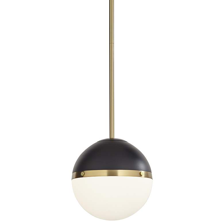 Image 2 360 Lighting McGraw 10 1/4" Wide Antique Brass and Black Mini Pendant