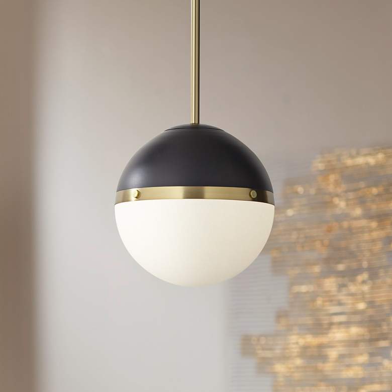 Image 1 360 Lighting McGraw 10 1/4" Wide Antique Brass and Black Mini Pendant