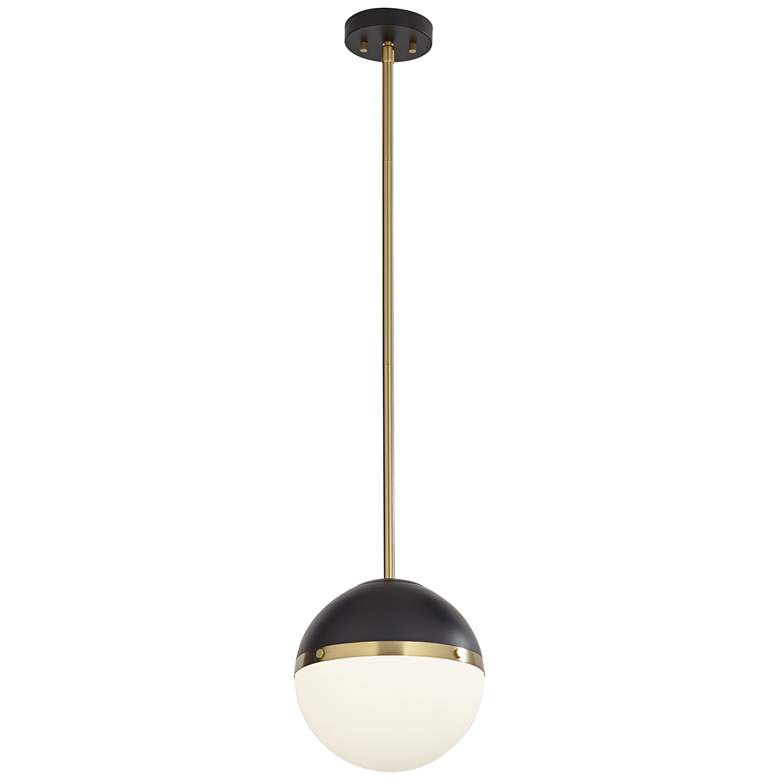 Image 5 360 Lighting McGraw 10 1/4" Wide Antique Brass and Black Mini Pendant more views