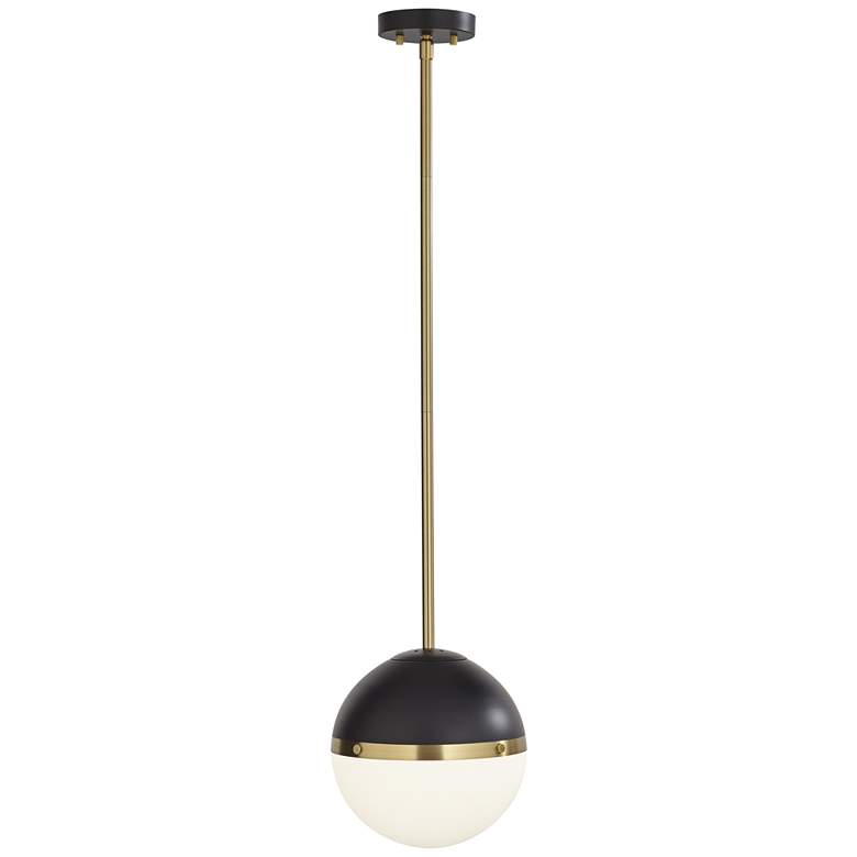 Image 6 360 Lighting McGraw 10 1/4" Wide Antique Brass and Black Mini Pendant more views