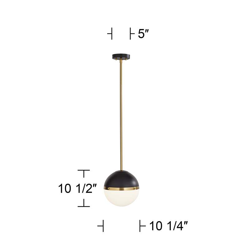 Image 7 360 Lighting McGraw 10 1/4" Wide Antique Brass and Black Mini Pendant more views