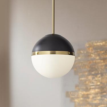 360 Lighting McGraw 10 1/4" Wide Antique Brass and Black Mini Pendant