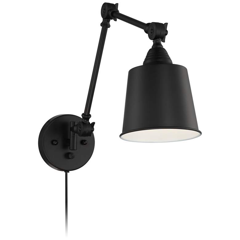 Image 5 360 Lighting Mendes 12 1/2" Black Plug-In Wall Lamps Set of 2 more views