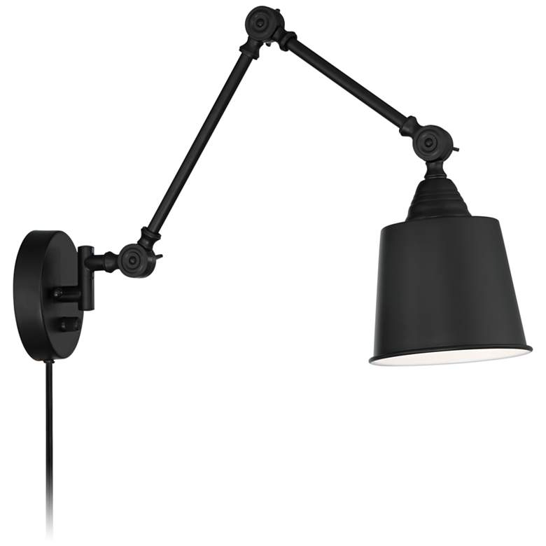Image 6 360 Lighting Mendes 12 1/2" Black Plug-In Wall Lamps Set of 2 more views