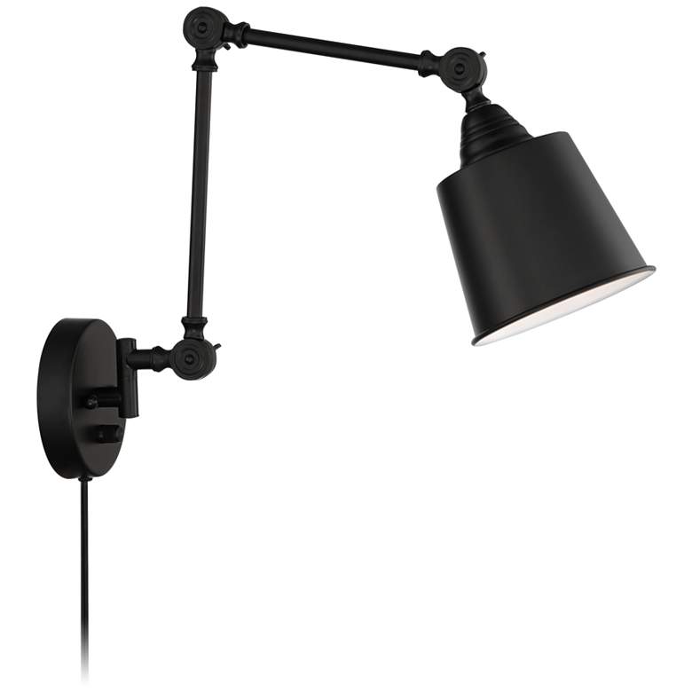 Image 7 360 Lighting Mendes 12 1/2" Black Plug-In Wall Lamps Set of 2 more views