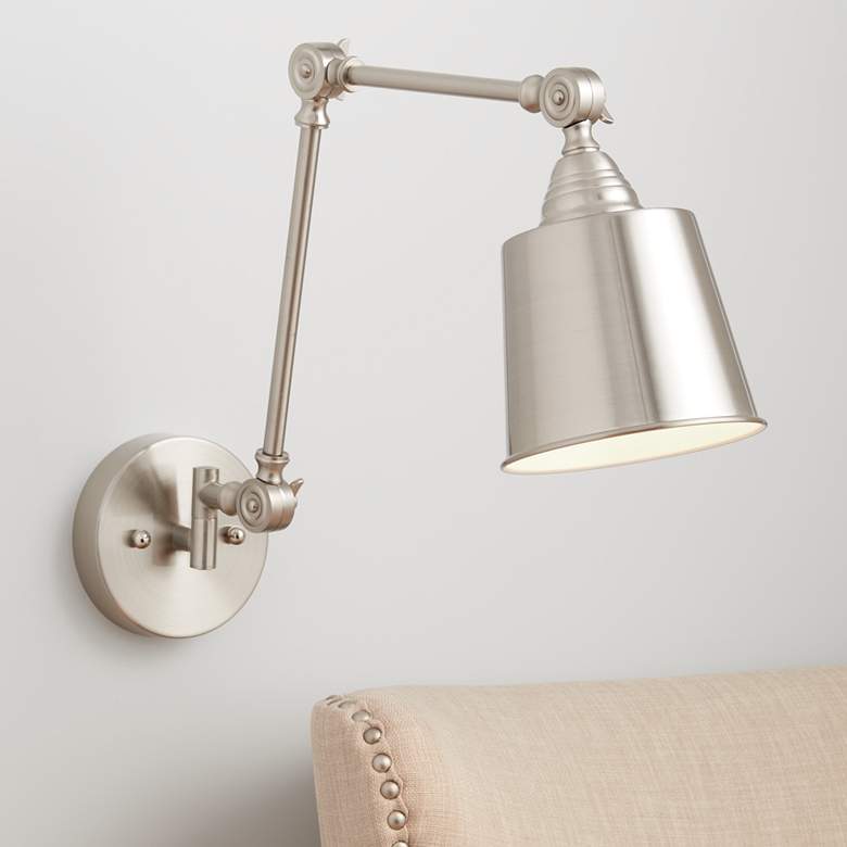 Image 1 360 Lighting Mendes 12 1/2" Nickel Adjustable Hardwire Wall Lamp