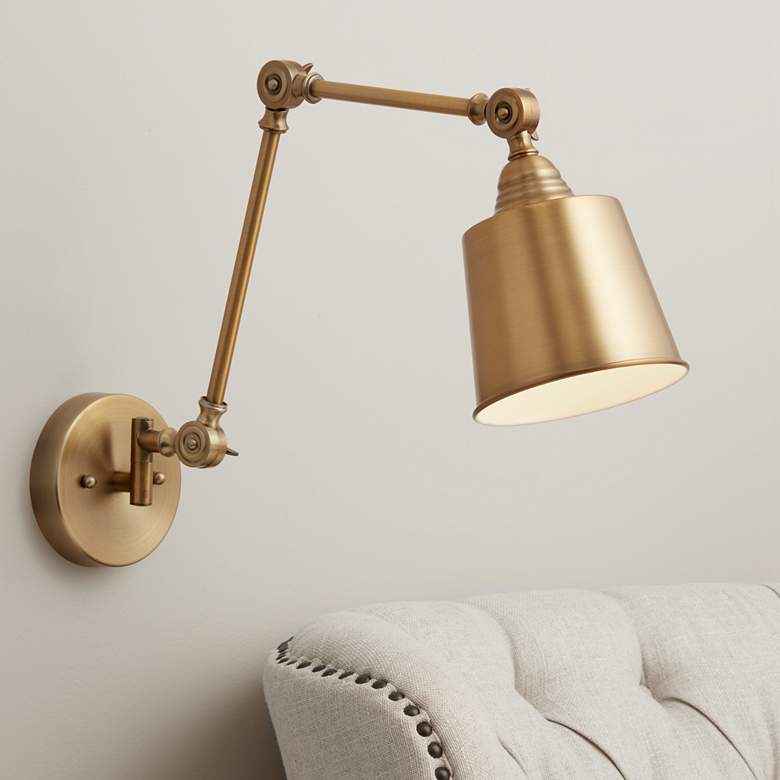 Image 1 360 Lighting Mendes Antique Brass Adjustable Down-Light Hardwire Wall Lamp