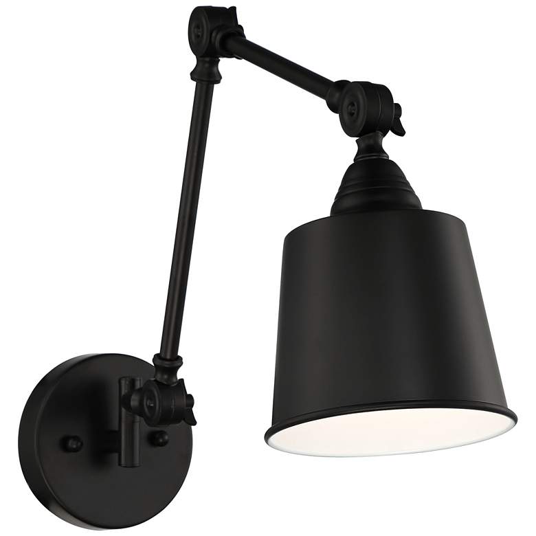 Image 4 360 Lighting Mendes Black Finish Hardwire Swing Arm Wall Lamps Set of 2 more views