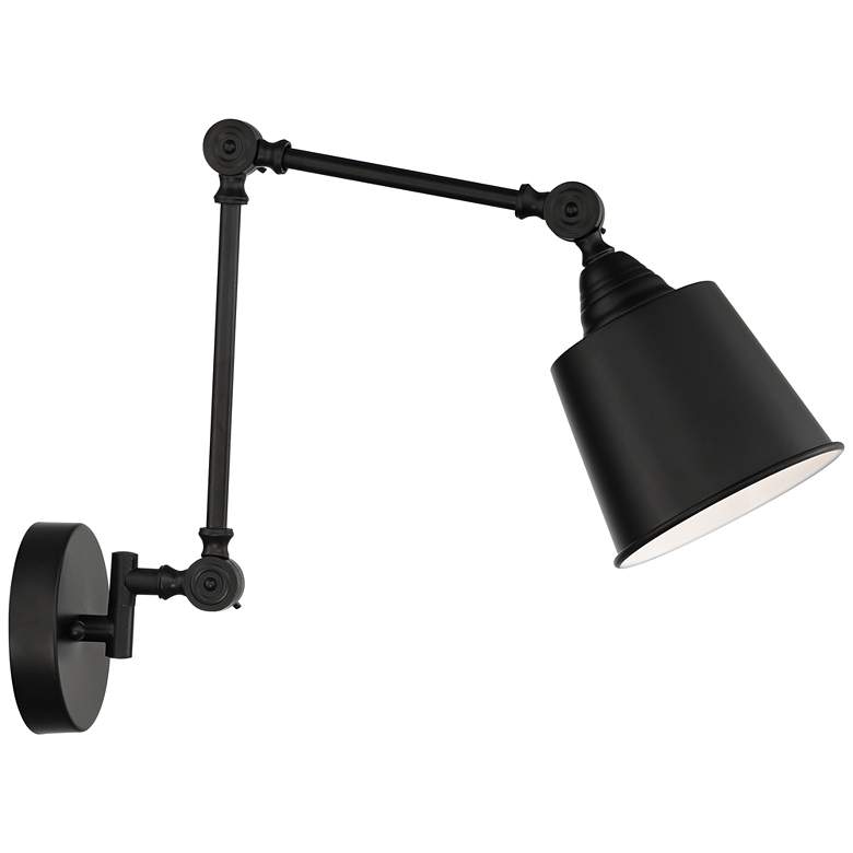 Image 6 360 Lighting Mendes Black Finish Hardwire Swing Arm Wall Lamps Set of 2 more views