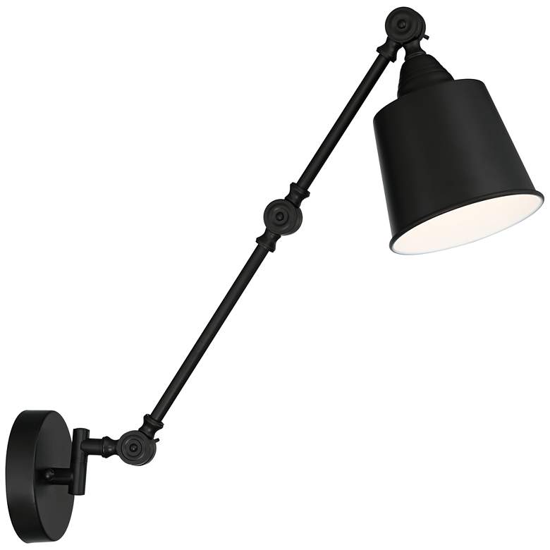 Image 7 360 Lighting Mendes Black Finish Hardwire Swing Arm Wall Lamps Set of 2 more views