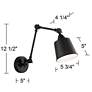 360 Lighting Mendes Black Finish Hardwire Swing Arm Wall Lamps Set of 2