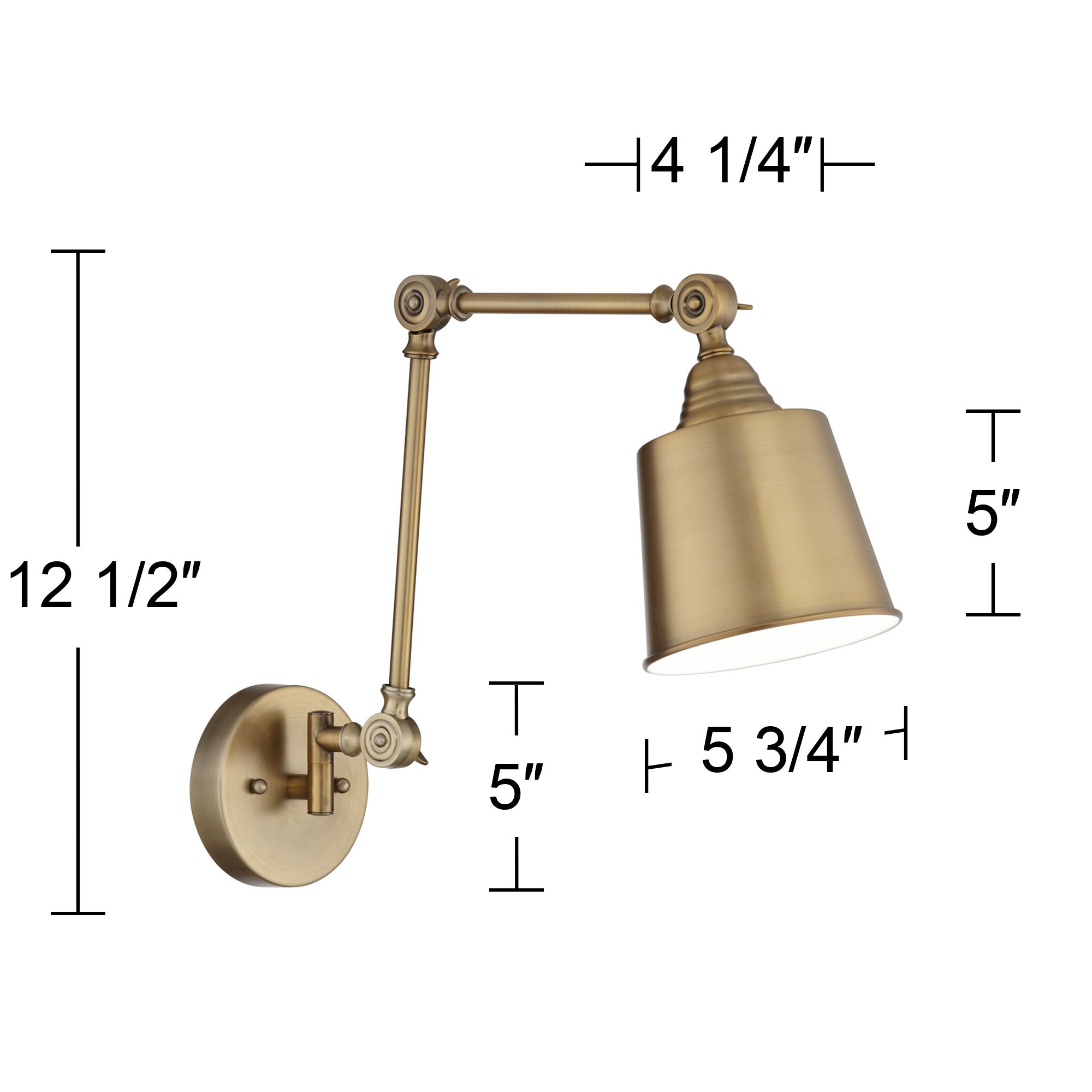 360 Lighting Mendes Brass Adjustable Hardwire Wall Lamps Set of 2