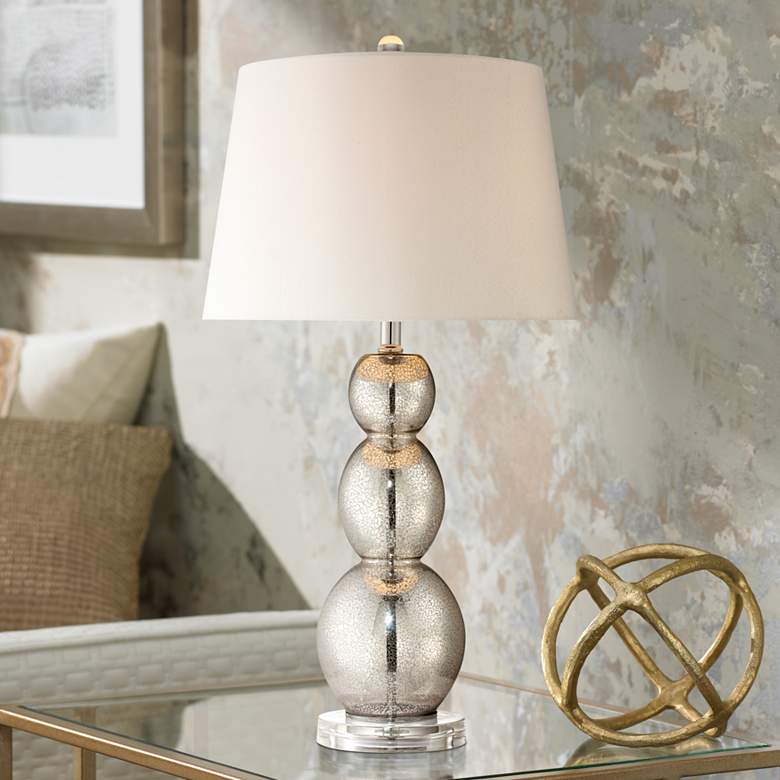 Image 1 360 Lighting Mercury Glass 26 1/2" High Triple Gourd Table Lamp
