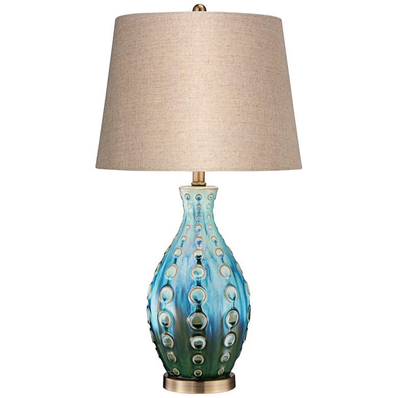 Image 2 360 Lighting Mid-Century Vase 26 1/2 inch Teal Ceramic Lamp with Dimmer