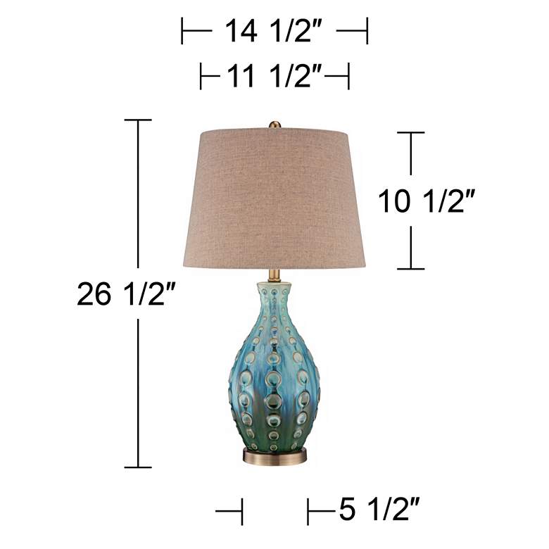 Image 7 360 Lighting Mid-Century Vase 26 1/2 inch Teal Ceramic Lamp with Dimmer more views