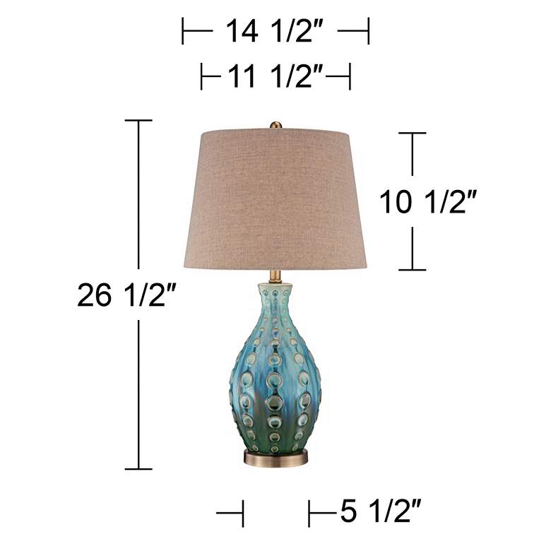 Image 7 360 Lighting Mid-Century Vase 26 1/2" Teal Ceramic Lamp with Dimmer more views