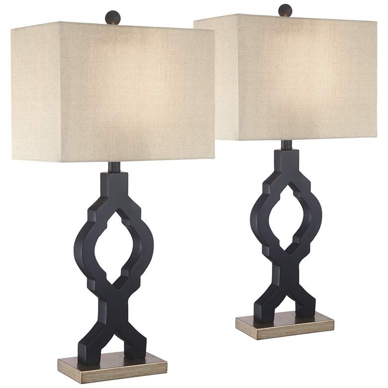 Image 2 360 Lighting Milly 26 1/2 inch Black Quatrefoil Table Lamps Set of 2