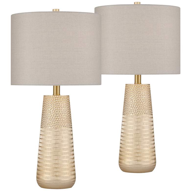 Image 2 360 Lighting Mira 25 1/4" Textured Gold Modern Table Lamps Set of 2