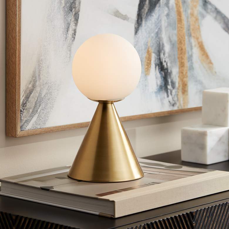 Image 2 360 Lighting Mobley 10 1/2" High Gold and White Glass Accent Lamp