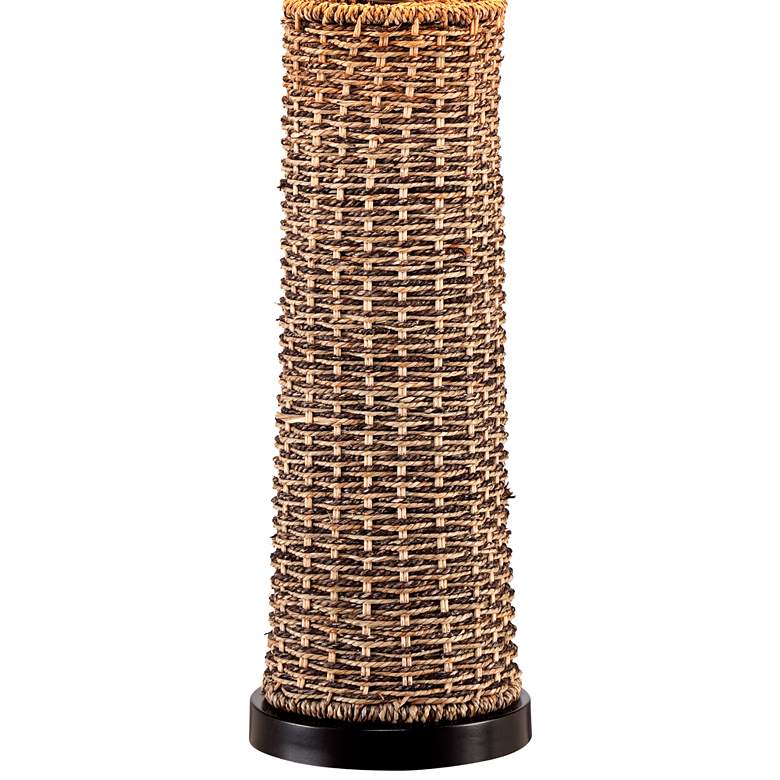 Image 5 360 Lighting Modern Coastal Burlap and Woven Seagrass Table Lamp more views