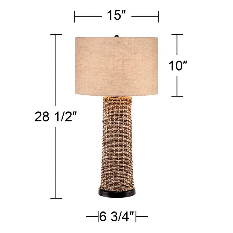 Image 7 360 Lighting Modern Coastal Burlap and Woven Seagrass Table Lamp more views