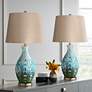 360 Lighting Modern Vase 26 1/2" Blue Ceramic Table Lamps Set of 2
