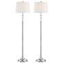 360 Lighting Montrose 61" Polished Steel Crystal Floor Lamps Set of 2