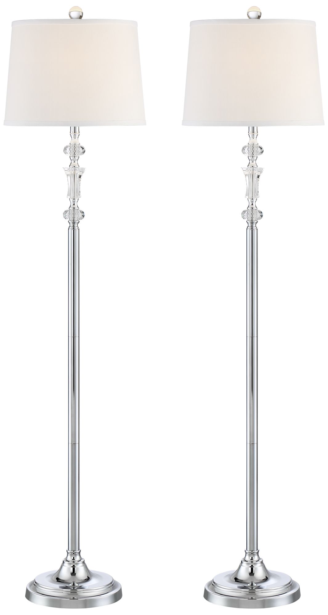 Image 2 360 Lighting Monty 61" Polished Steel Crystal Floor Lamps Set of 2