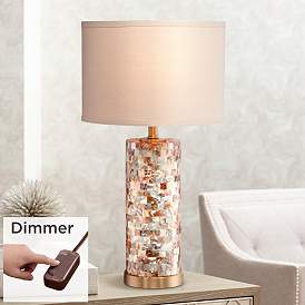 Image1 of 360 Lighting Mother of Pearl 23" High Table Lamp with Dimmer