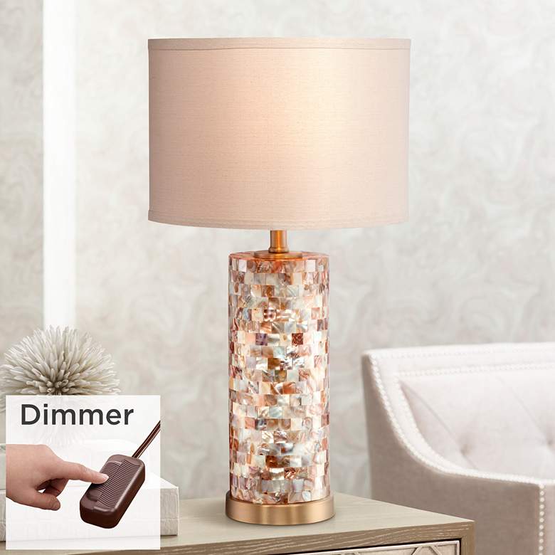 Image 1 360 Lighting Mother of Pearl 23 inch High Table Lamp with Dimmer