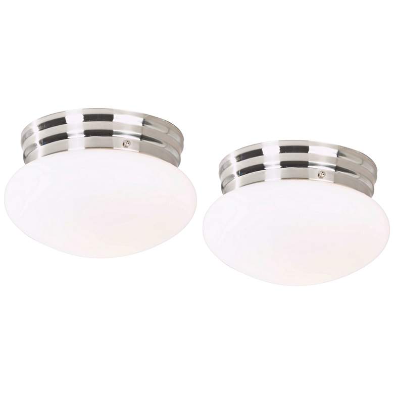 Image 1 360 Lighting Mushroom Dome 8" Brushed Steel Ceiling Lights Set of 2