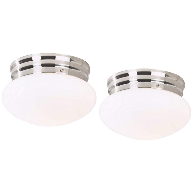 Image 1 360 Lighting Mushroom Dome 8 inch Brushed Steel Ceiling Lights Set of 2