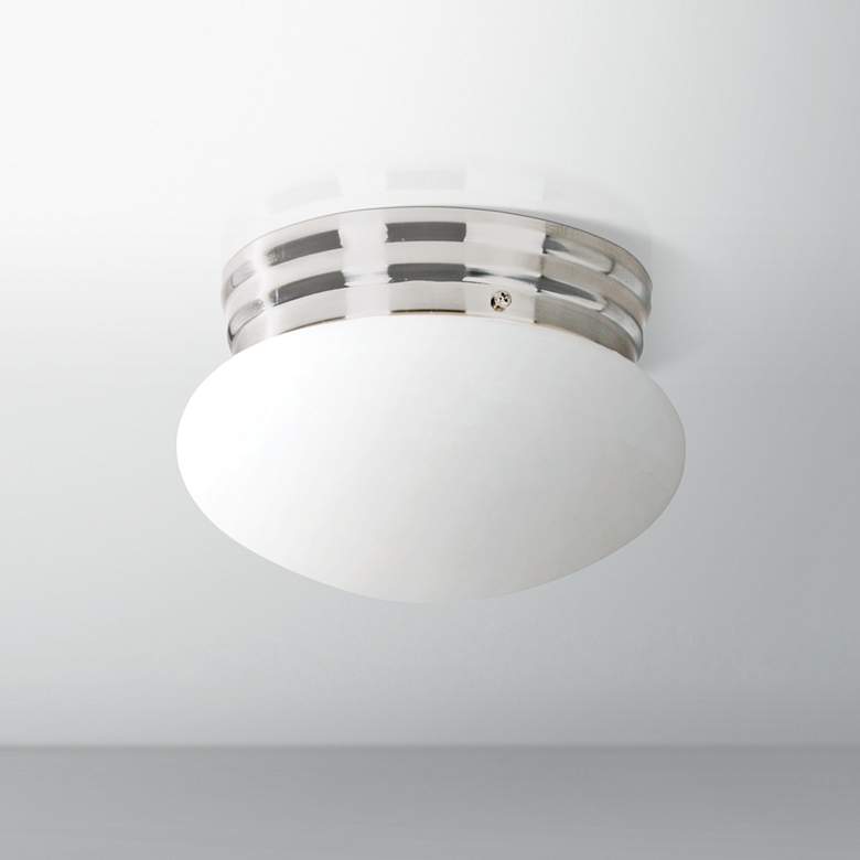 Image 1 360 Lighting Mushroom Dome 8 inch Wide Brushed Steel Ceiling Fixture