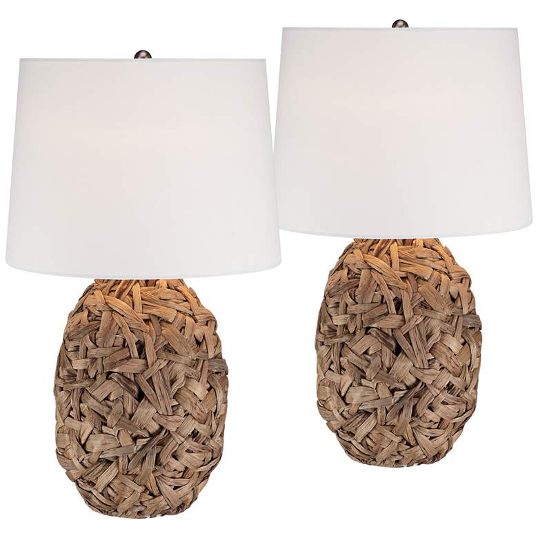 Image 2 360 Lighting Nantucket 26" Natural Seagrass Coastal Modern Lamps Set