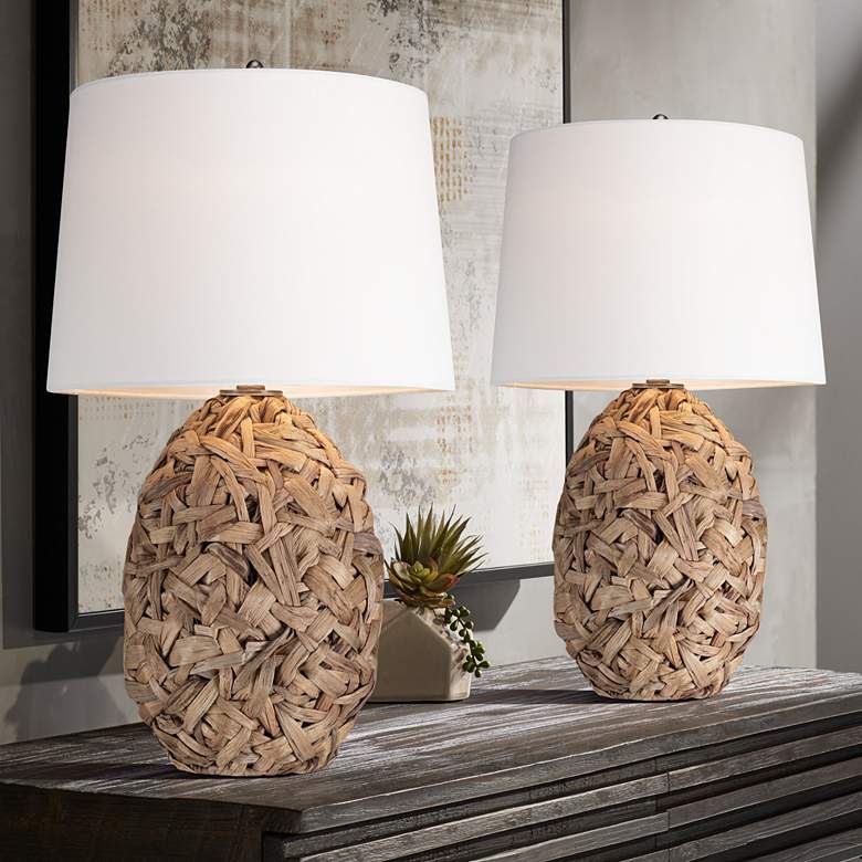 Image 1 360 Lighting Nantucket 26" Natural Seagrass Coastal Modern Lamps Set