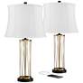 360 Lighting Nathan 25 1/2" Gold Cage USB Table Lamps Set of 2