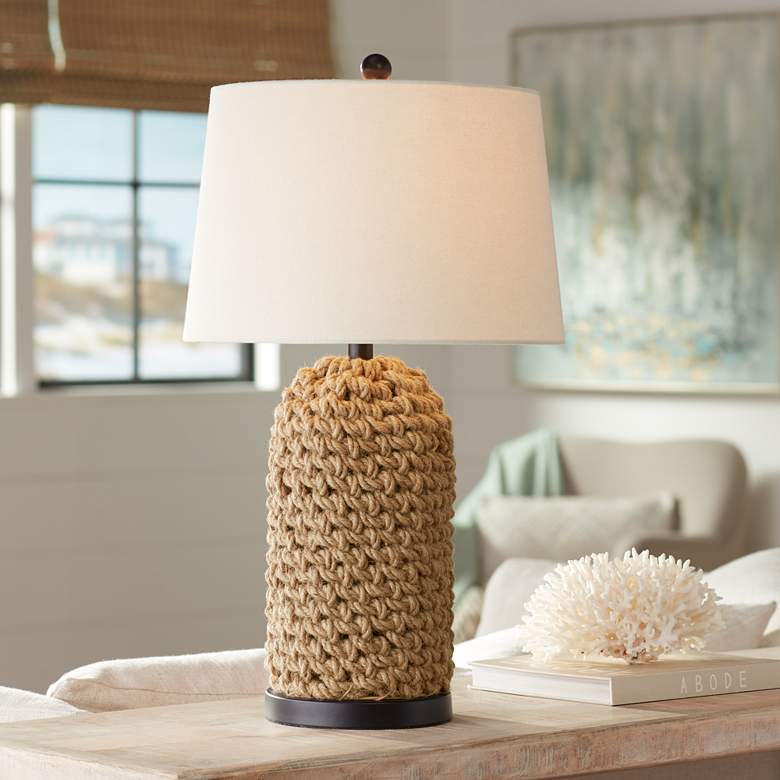 Image 1 360 Lighting Natural Wicker and Rope Modern Coastal Table Lamp