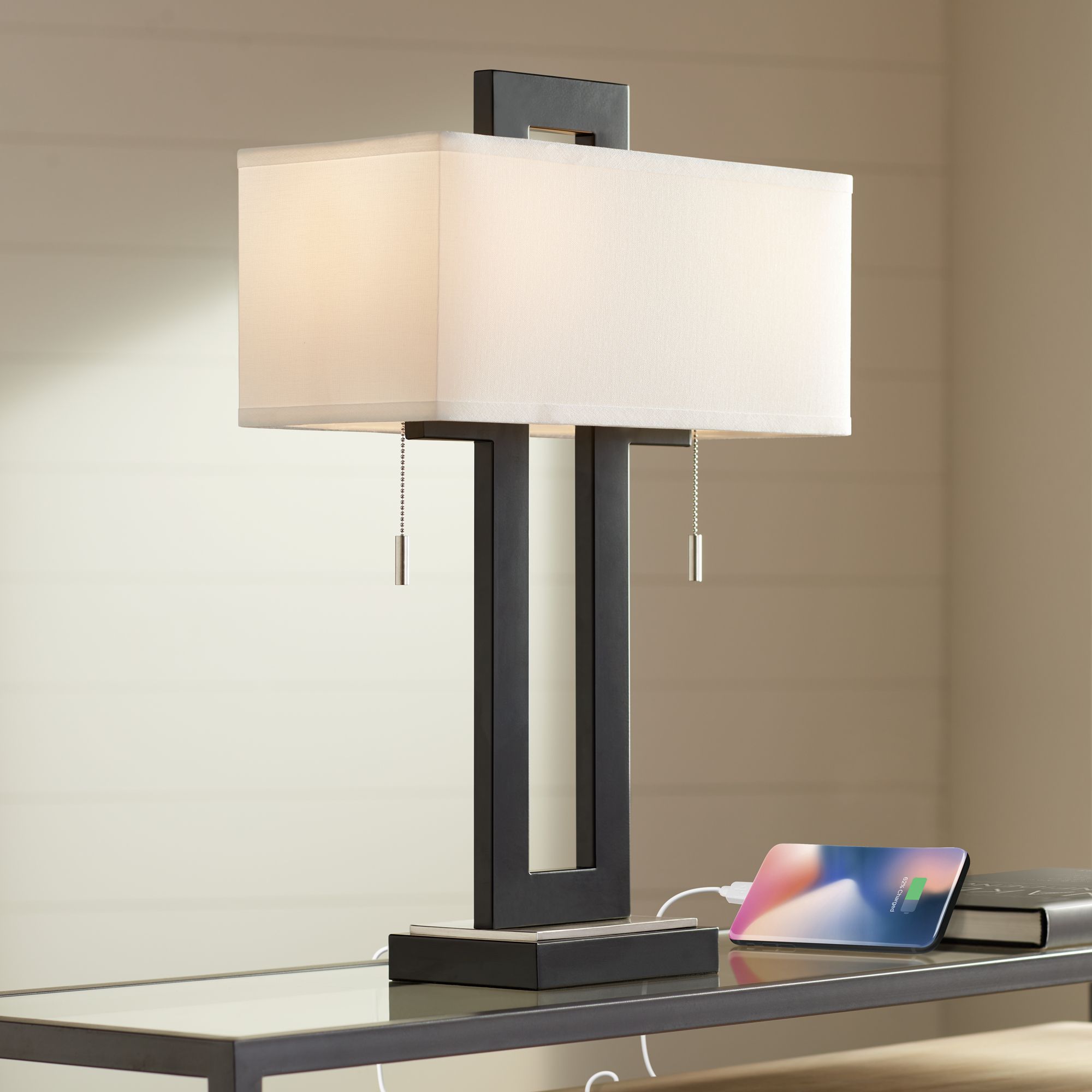 Watch A Video About the 360 Lighting Neil Open Rectangular USB Table Lamp