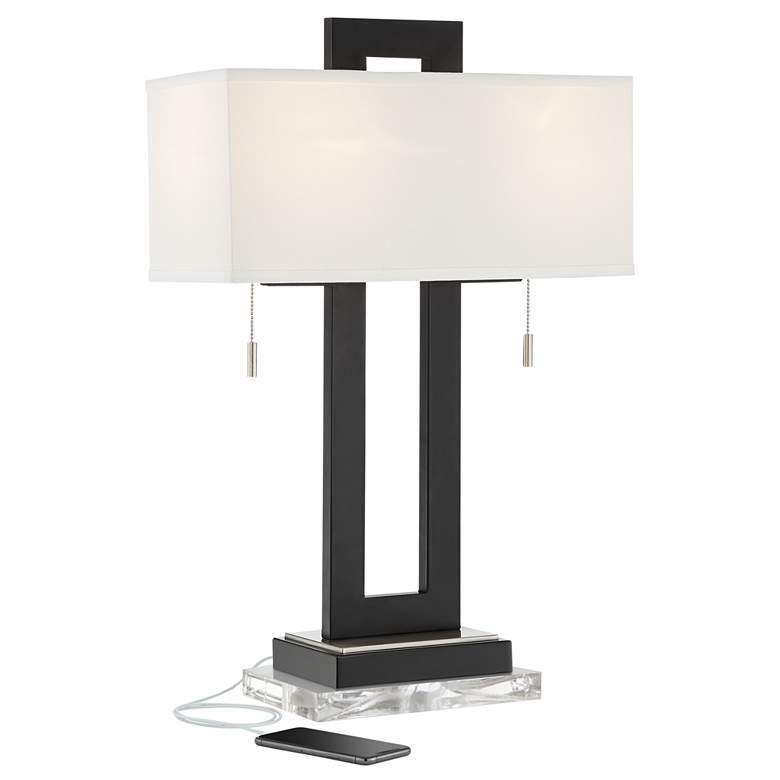 Image 1 360 Lighting Neil 26 inch Modern USB Table Lamp with Clear Acrlyic Riser