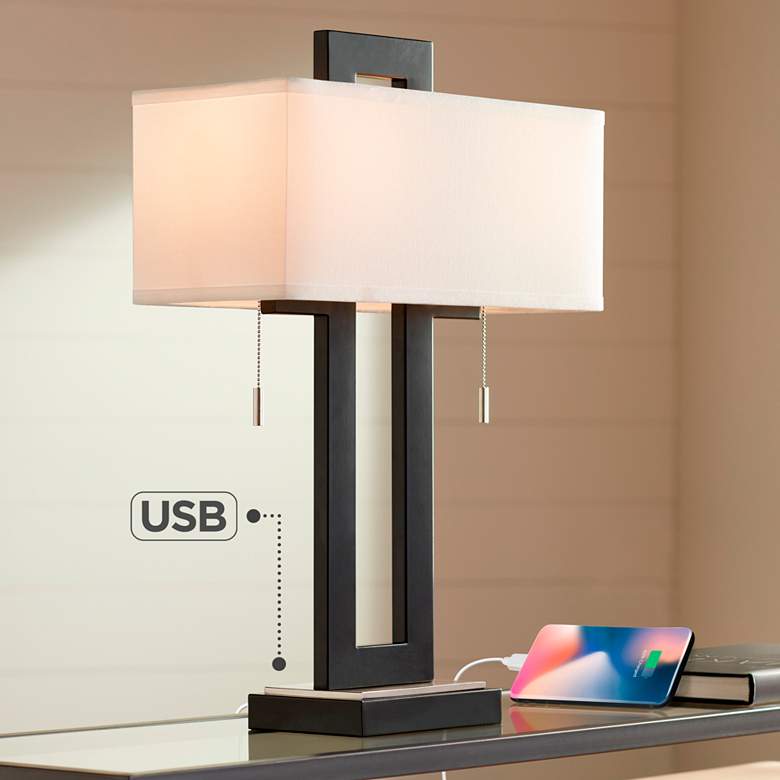 Image 1 360 Lighting Neil 26 inch Open Rectangular USB Table Lamp