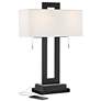 2_360 Lighting Neil 27" Metal USB Table Lamp with Black Marble Riser