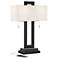 360 Lighting Neil 27" Metal USB Table Lamp with Black Marble Riser