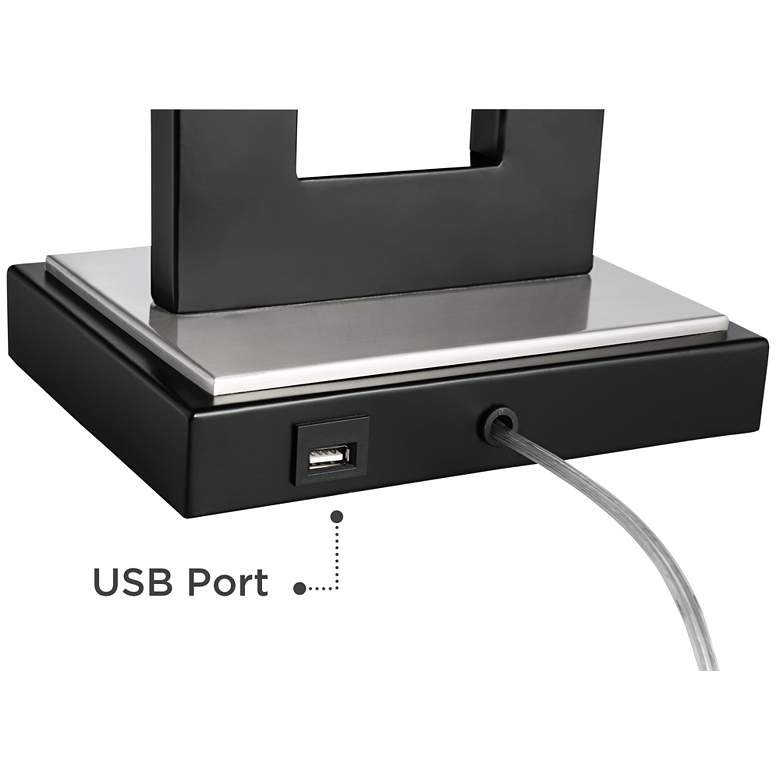 Image 5 360 Lighting Neil 27" Metal USB Table Lamp with Black Marble Riser more views